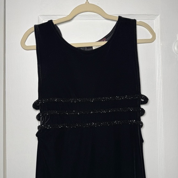 Vintage Marina Elegant Black Sleeveless Velvet Formal Beaded Dress Size 8 - Picture 2 of 11